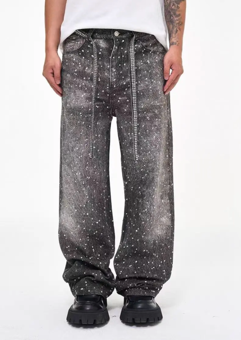 Jeans with Rhinestone Belt