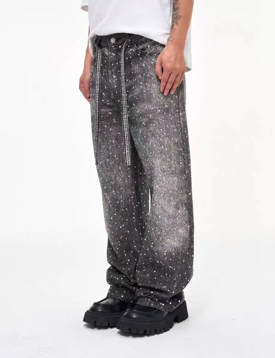 Jeans with Rhinestone Belt