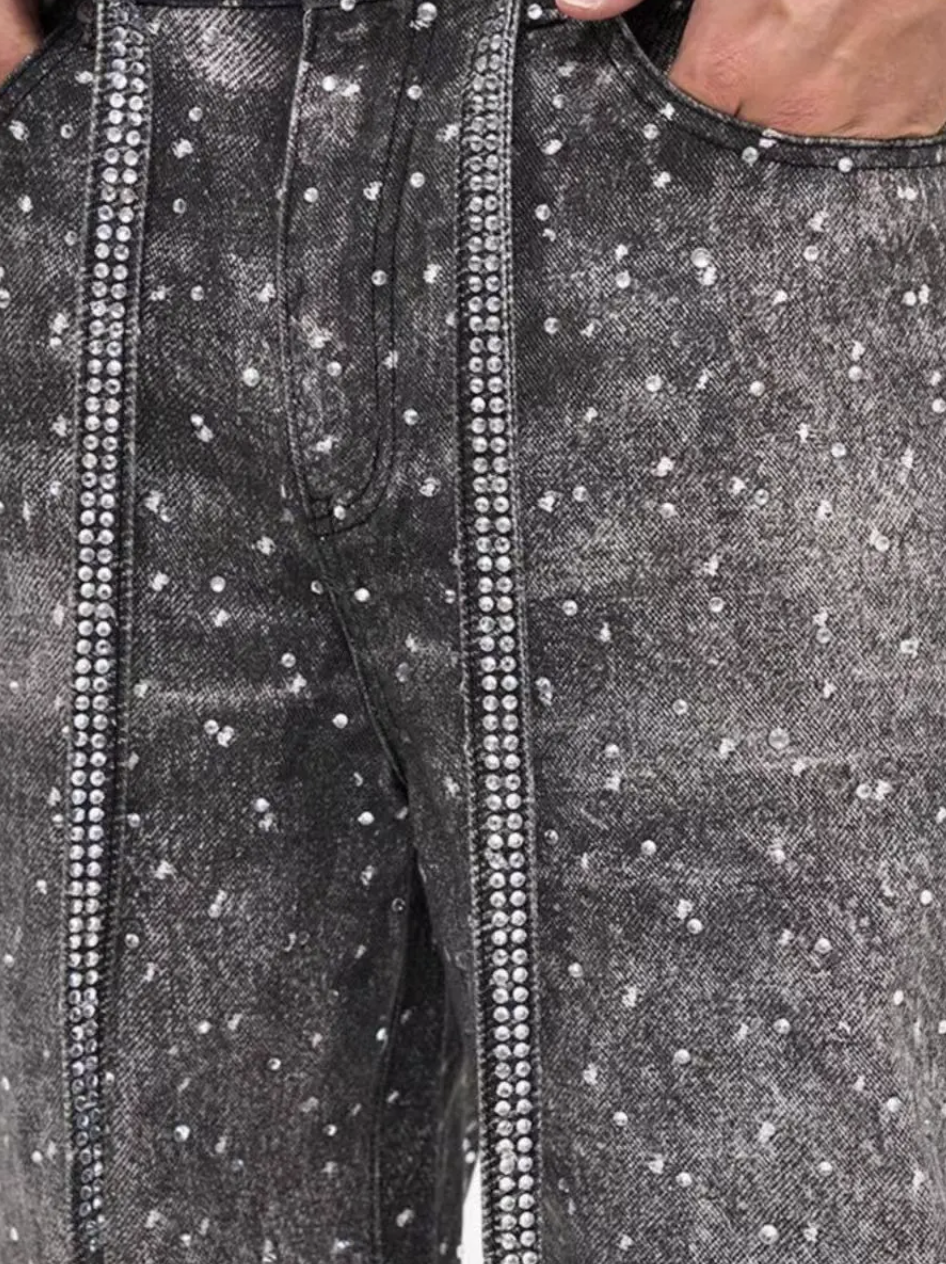 Jeans with Rhinestone Belt